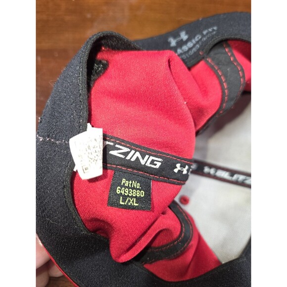 Under Armour Hat Men's L/XL Red Blitzing Cap Structured Stretch Fit Golf Logo - Picture 6 of 8